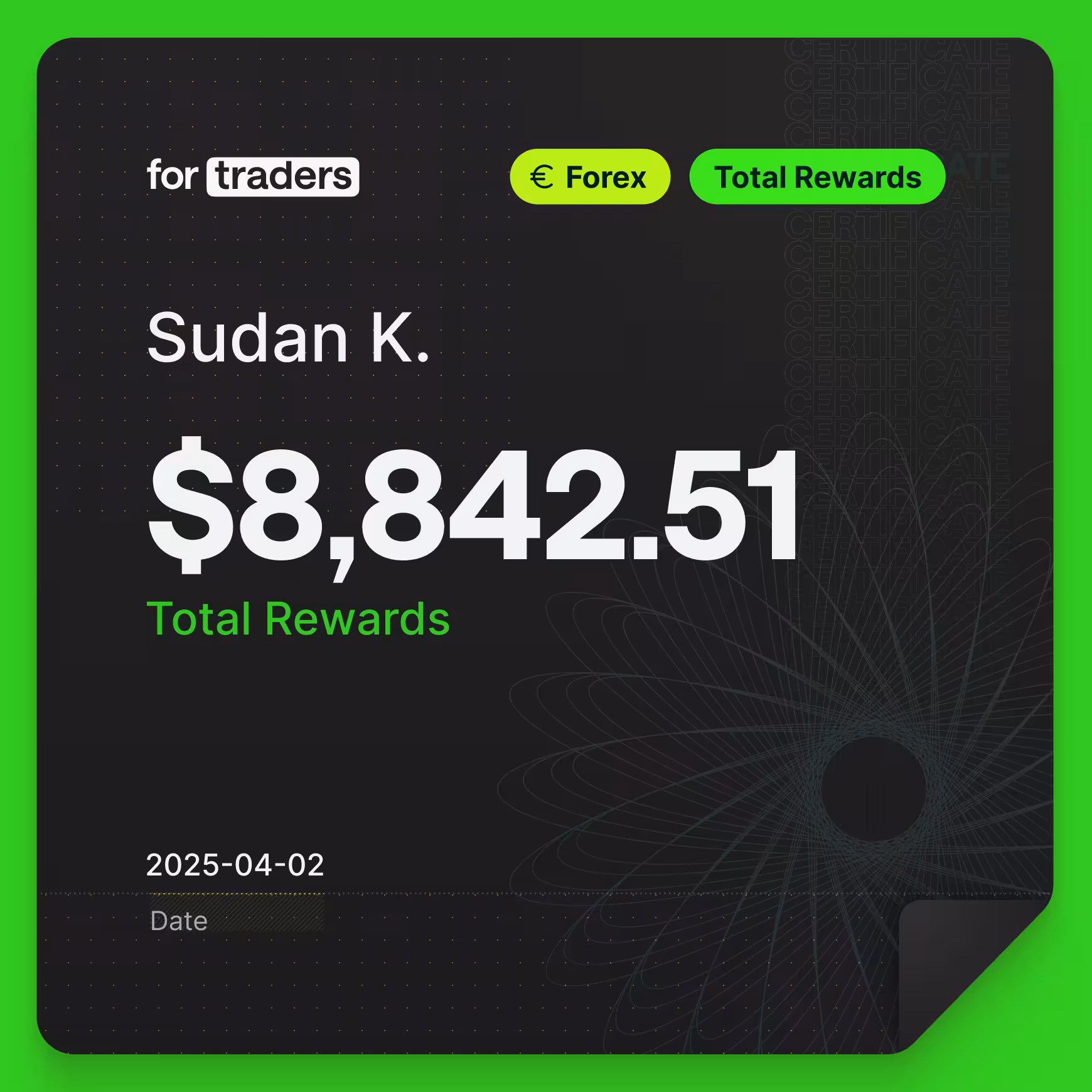 Certifikát o odměně – Sudan