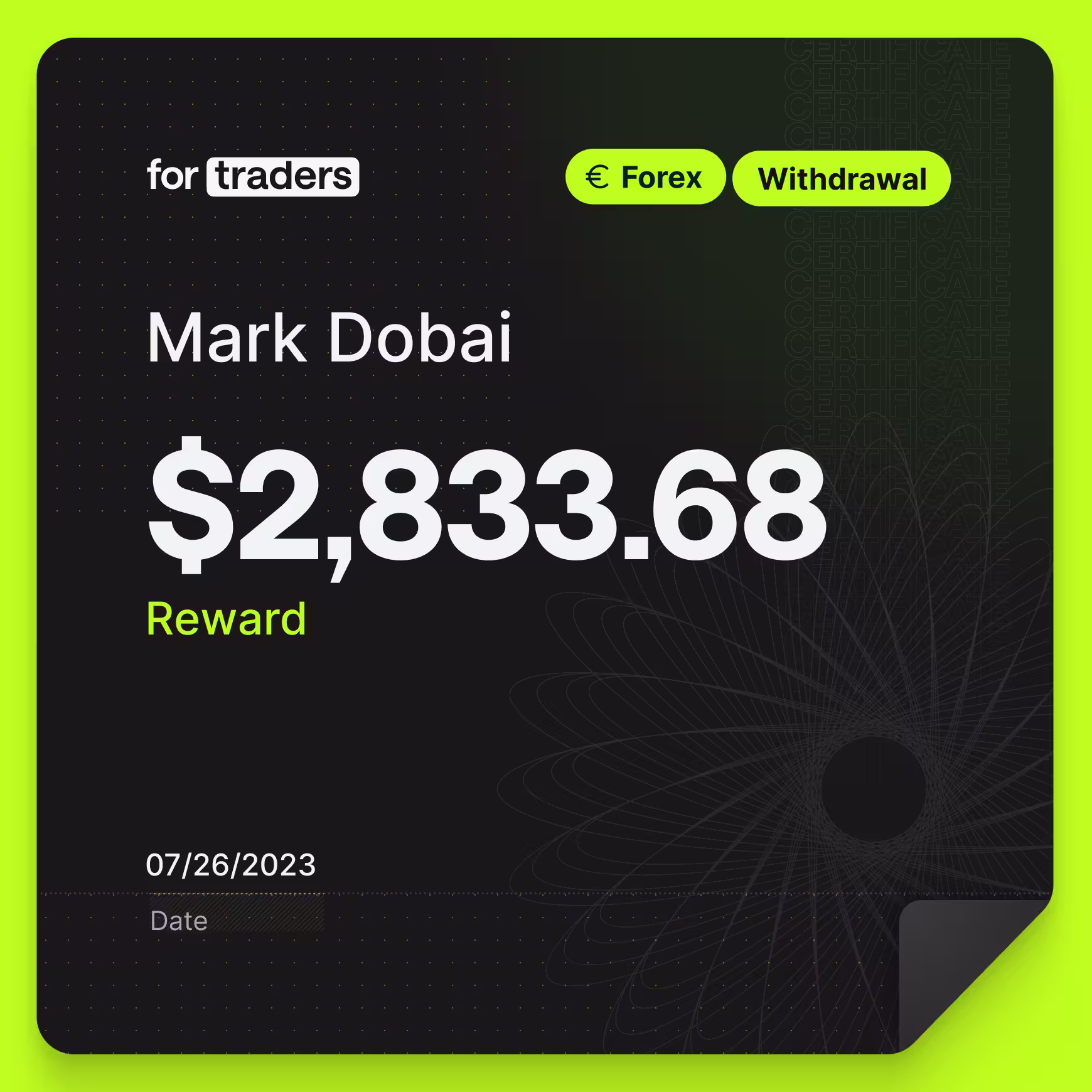 Certifikát o odměně – Mark
