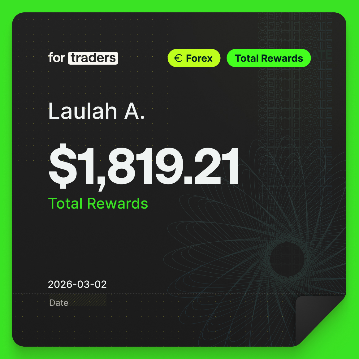 Certifikát o odměně – Laulah
